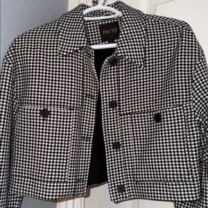 Black and White Gingham Cropped Jacket